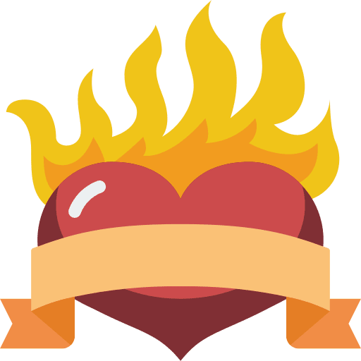 Flaming passion strong heart icon