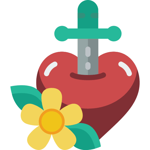 Heart old school tattoo sword icon