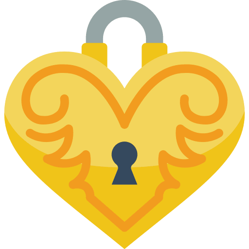 Heart padlock love and romance art and design icon