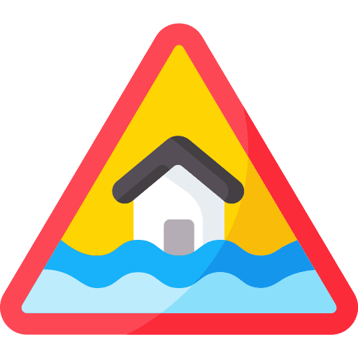 Flood alert water damage sign icon