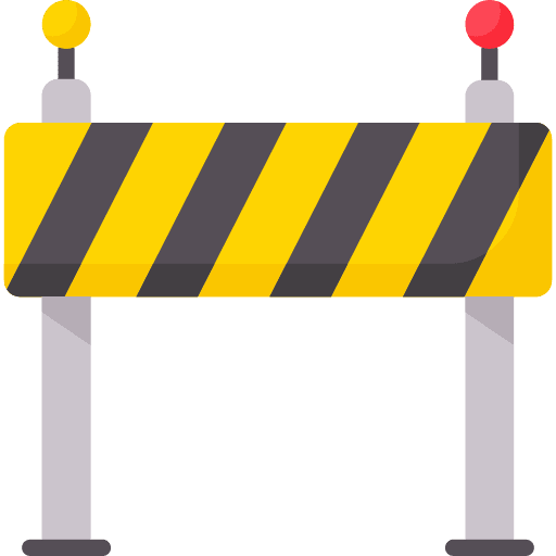 Construction hazard banner barrier warning alert icon