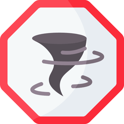 Tornado signaling tornado warning sign icon