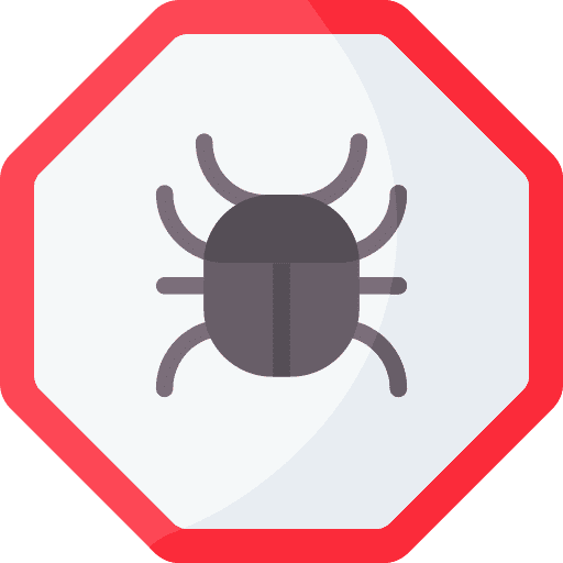 Bug warning sign danger signaling icon