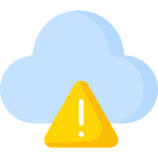 Cloud storage cloud storage danger warning sign icon