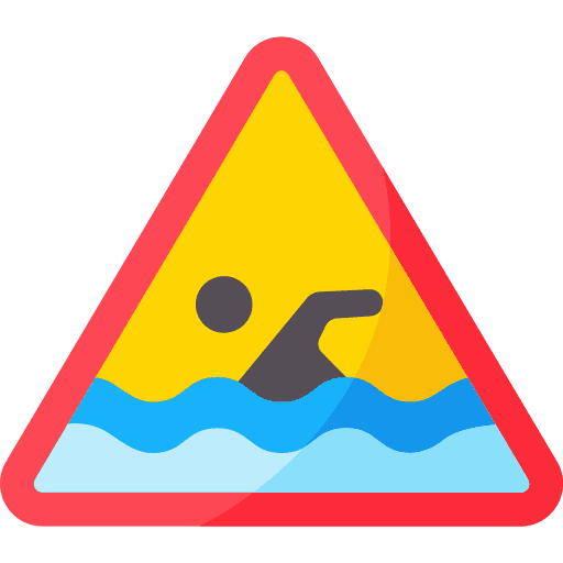 Swimming warning sign signaling danger icon