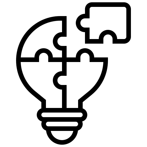 Solution invention puzzle light bulb icon