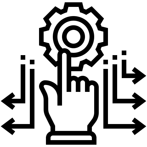 Decision hand management arrow icon