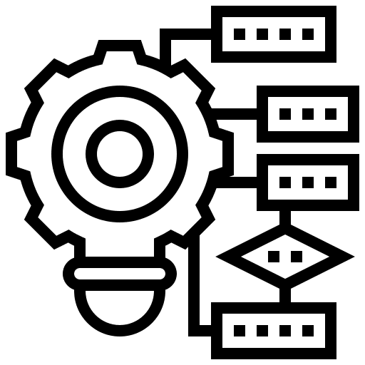 Flowchart idea gear procedure icon