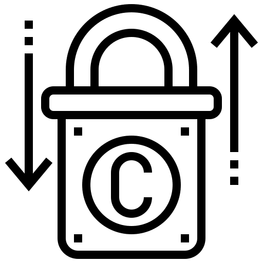Copyright intellectual property arrow copywriting icon
