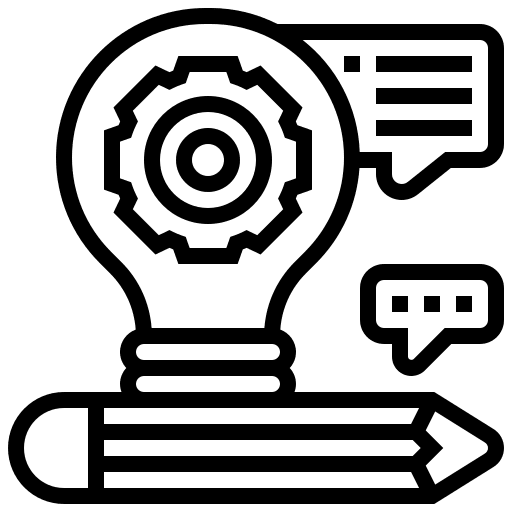 Creative process creativity pencil light bulb icon