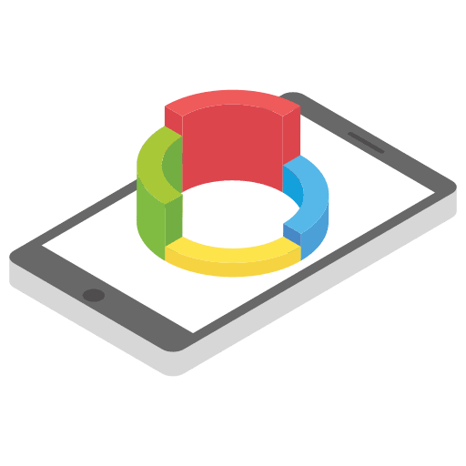 Mobile analytics stats production analysis icon