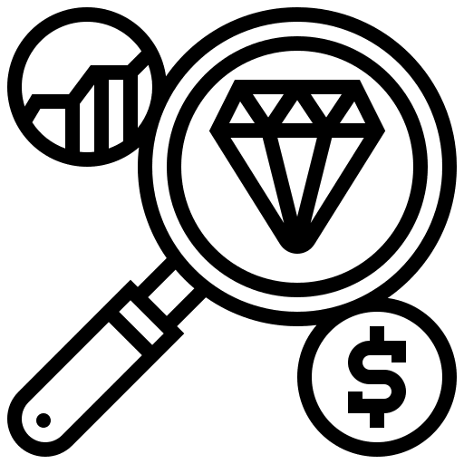 Market investment clarity magnifier research icon