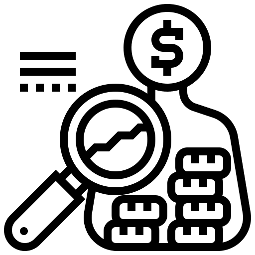 Research trend business and finance coin icon