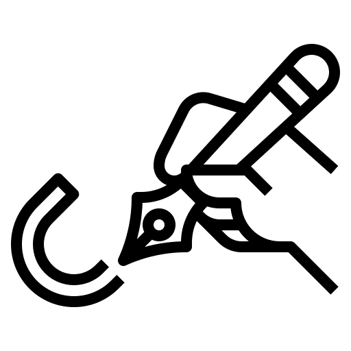 Calligraphy education signing tools and utensils icon