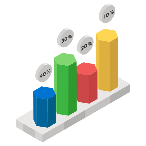 Bar chart bar graph seo and web hexagon icon