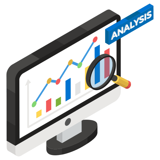 Data analysis science research business report icon