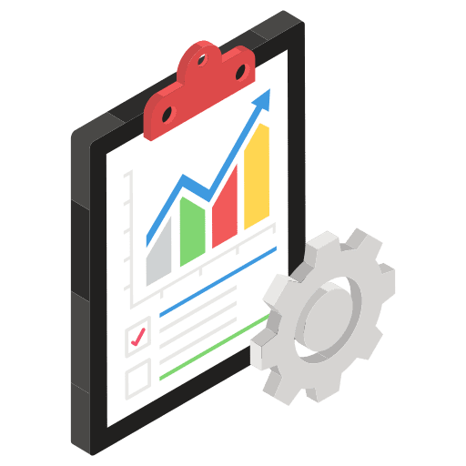 Data analytics cogwheel analytics chart icon