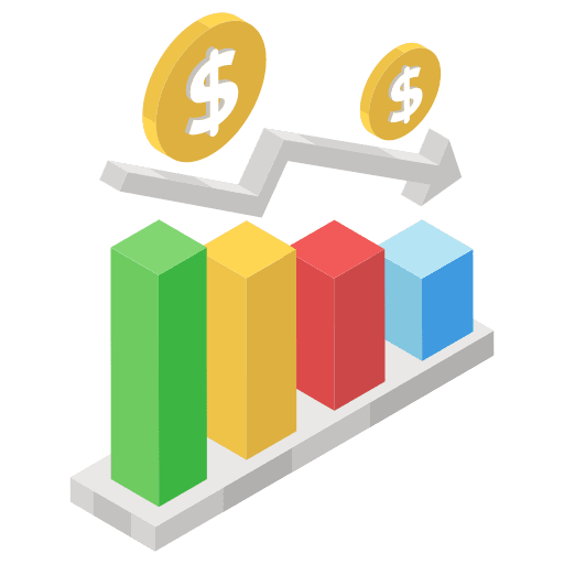 Decreasing business stats decreasing icon