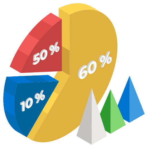 Pie chart statistics marketing business and finance icon
