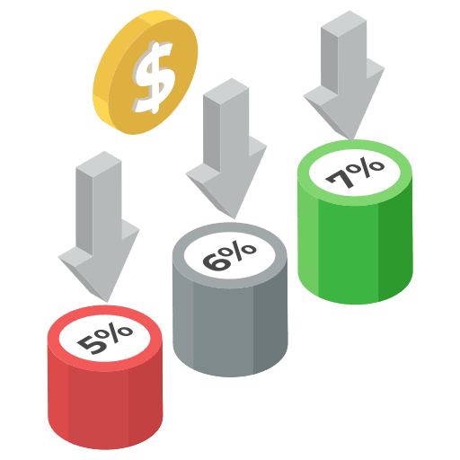 Reduction down money business and finance icon