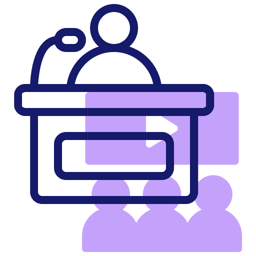 Conference teacher public speaking student icon