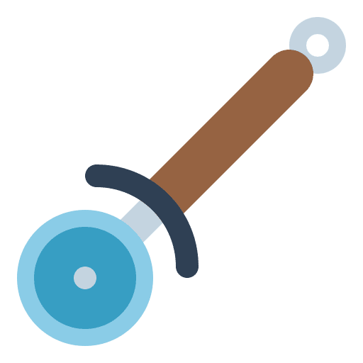 Pizza cutter food and restaurant cooking kitchen utensils icon