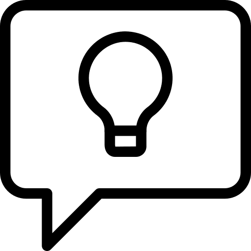 Bulb speech bubble tips ideas icon