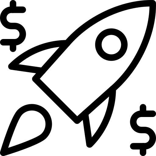 Money dollar sign speed rocket icon