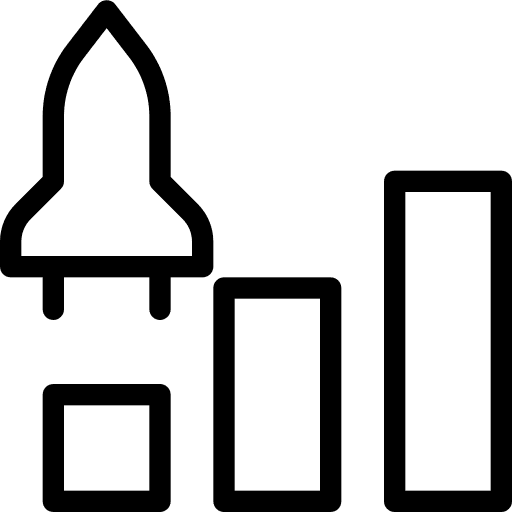 Rocket bar diagram business and finance icon