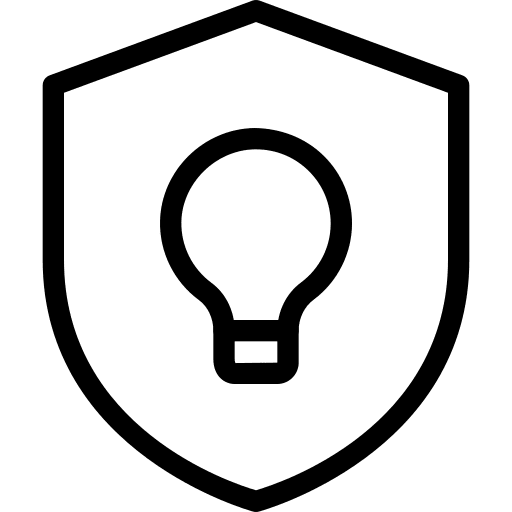 Shield lightbulb tip light icon