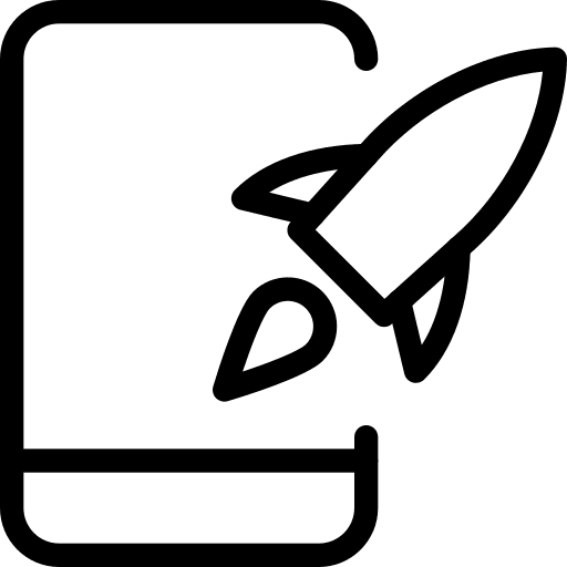 Cell phone rocket financial smartphone icon