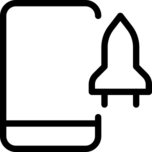 Start up online rocket smartphone icon