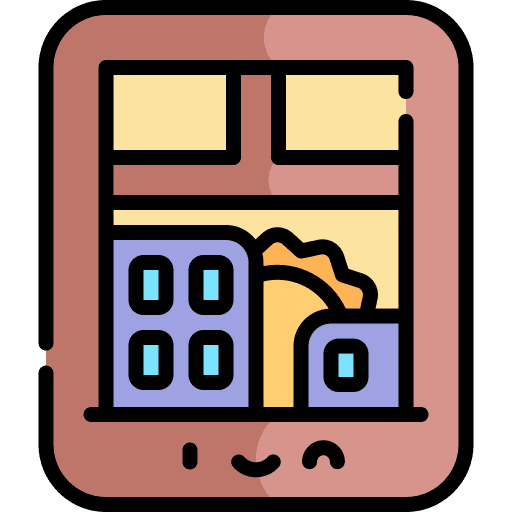 Window city open furniture and household icon