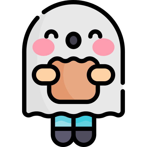 Ghost trick or treat costume bag icon