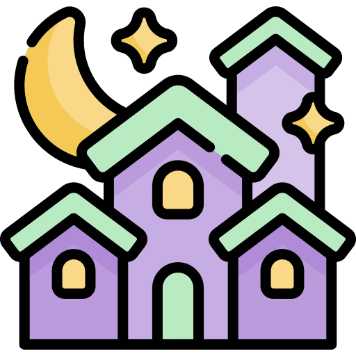 Haunted house fantasy medieval halloween icon