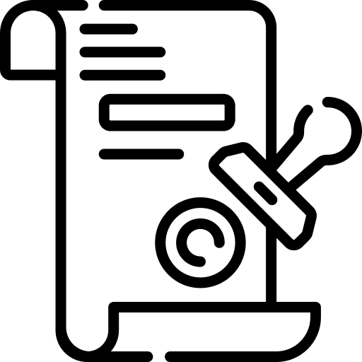 Stamp license business and finance arragement icon