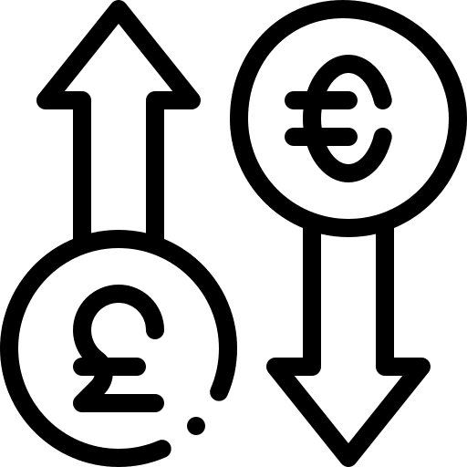 Currency euros exchange pounds icon