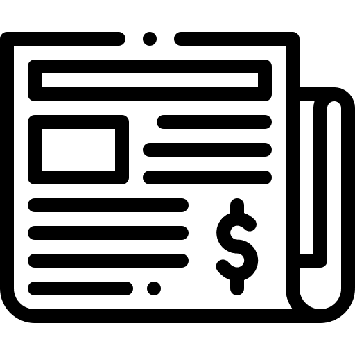 Newspaper text lines news report reading icon