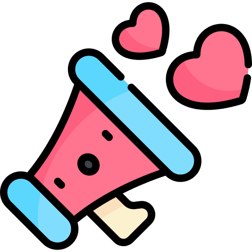 Speaker megaphone advertising heart icon