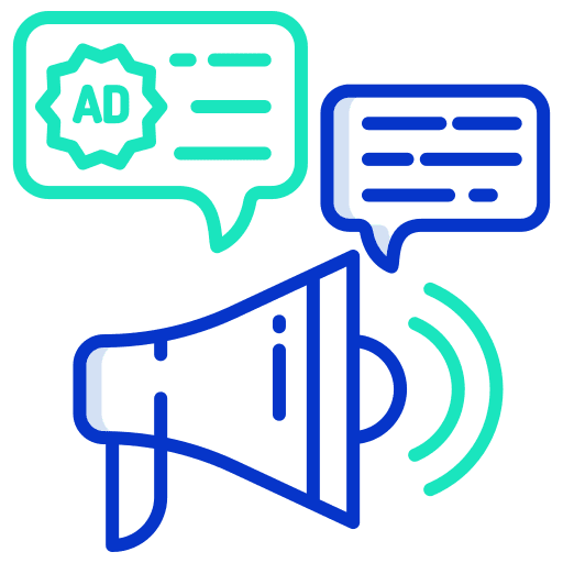 Megaphone promoting marketing advertising icon