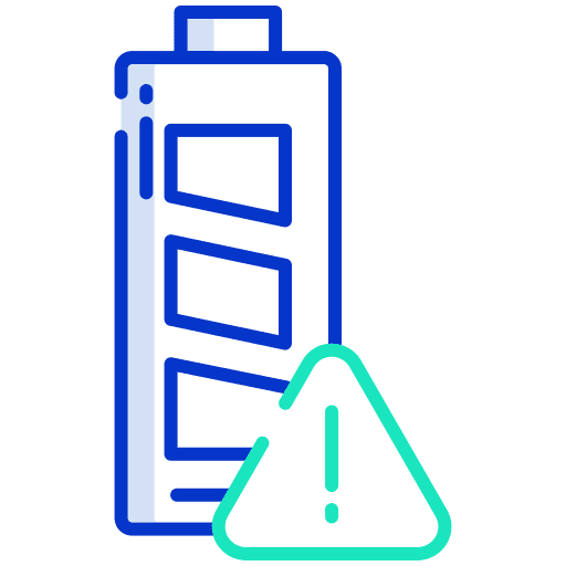 Battery warning sign battery alert icon