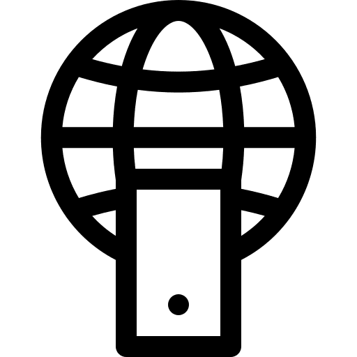 Internet earth grid communications smartphone icon