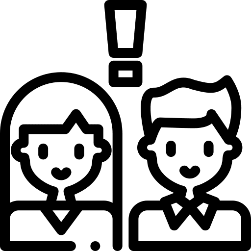 Team woman teamwork exclamation mark icon