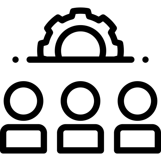 Teamwork professions and jobs cogwheel organization icon