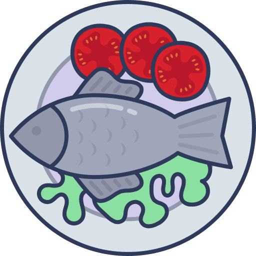 Fish healthy food food and restaurant plate icon