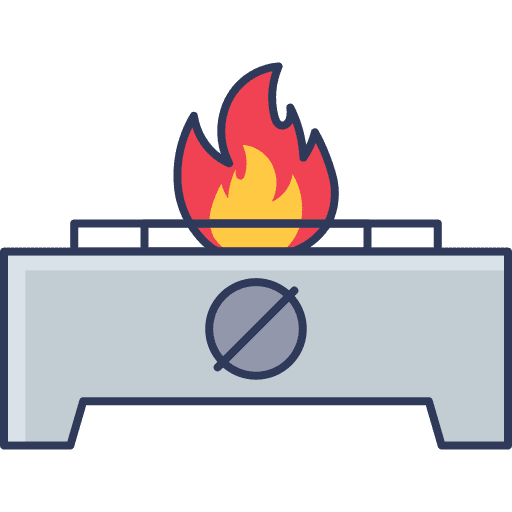 Gas stove fire gas food and restaurant icon