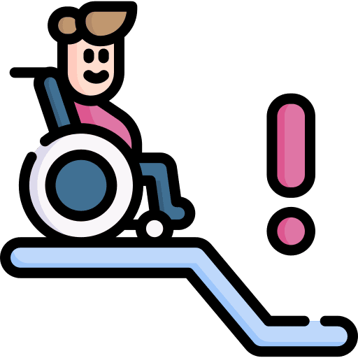 Descent healthcare and medical exclamation wheelchair icon