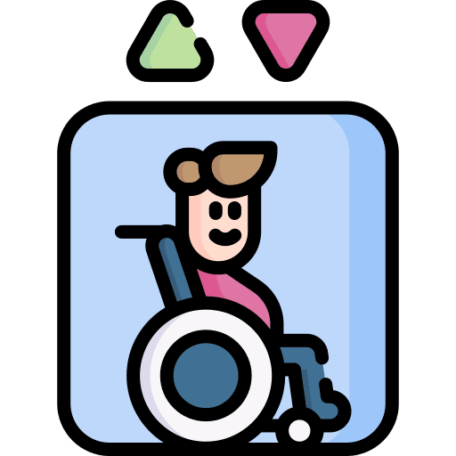 Elevator stick man disability shapes and symbols icon
