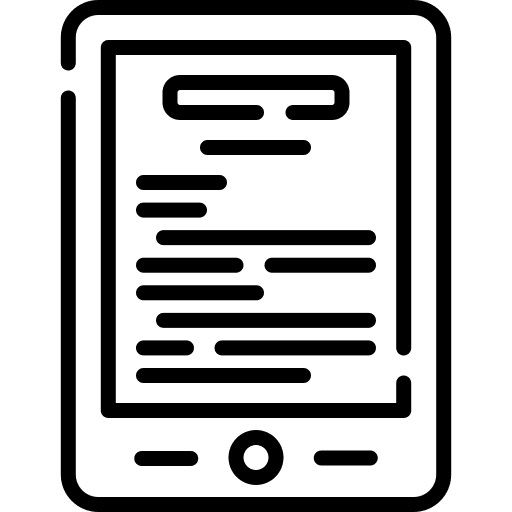 Ereader text lines mobile electronics icon