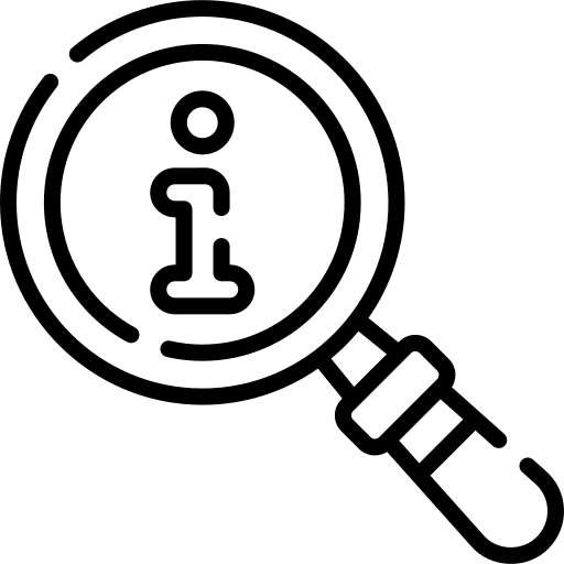 Information magnifying glass zoom search icon